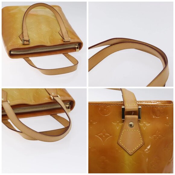 LOUIS VUITTON Monogram Vernis Houston Hand Bag Beige M91004 LV Auth 128707 - Picture 16 of 16